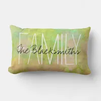 Abstract Colorful Brushstrokes Family Monogram Lumbar Pillow