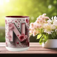 Valentine Day 3D A to Z Alphabet Coffee Mug