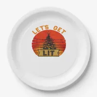 Let's Get Lit Funny Christmas Humor Quote Vintage  Paper Plates
