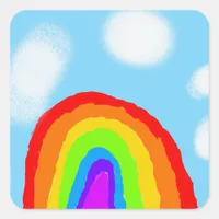 Custom Your Child's Art Rainbow Square Sticker