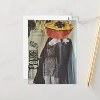 Dinner From 1972 Head Fashion Lady Surreal Collage Postcard