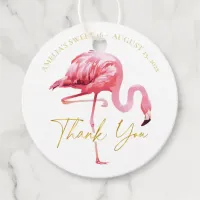 Tropical Pink Flamingo Sweet 16 Thank You ID922 Favor Tags