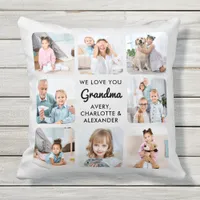 Modern Grandma Personalized 9 Photo Collage Throw Pillow