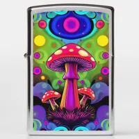 Psychedelic Vibrant Colorful Retro Mushrooms Zippo Lighter