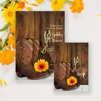 Cowboy Boots, Daisy and Horse Bit Country Western Wedding Stationery Collection