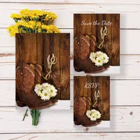 Cowboy Boots, Daisies & Horse Bit Country Western Wedding Stationery