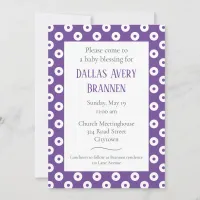 Fun & Playful Purple Polka-Dot Baby Blessing Invitation