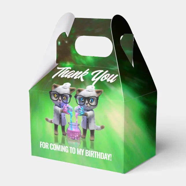 Funny Mad Cat Scientists Purrfect Birthday Favor Boxes