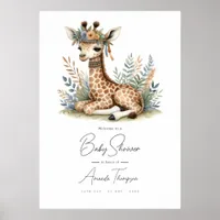 Boho Chic Safari Giraffe Baby Shower Welcome Sign