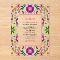 Transparent Mexican Fiesta Folk Art Wedding Acrylic Invitations