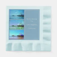 Square Blue Santa Monica Pier Collage Napkins