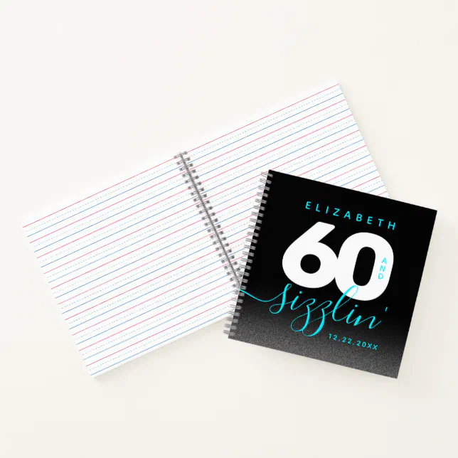 Modern Girly Ice Blue 60 and Sizzling Notebook