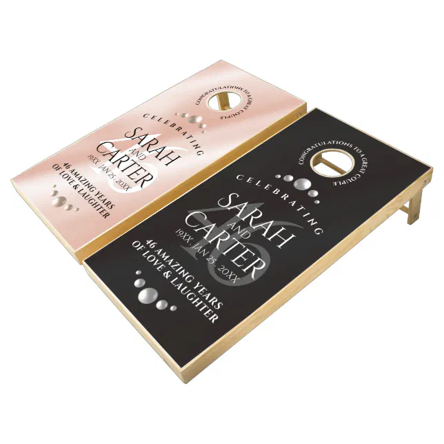 Elegant 46th Pearl Wedding Anniversary Celebration Cornhole Set