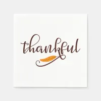 Feather Boho Native Thankful Typography Paper Napkins