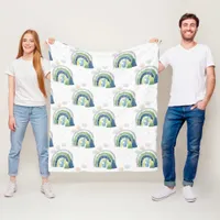 Watercolor Rainbow Pattern Fleece Blanket