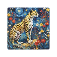 Cheetah with Flowers Metal Print