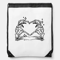Skeleton Hand Heart Funny Design Drawstring Bag