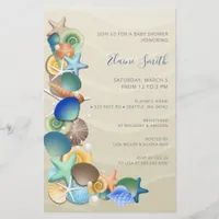 Budget Sandy Ocean Beach Baby Shower Invitations