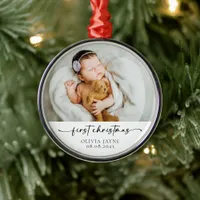 My First Christmas Baby Photo Keepsake Metal Ornament