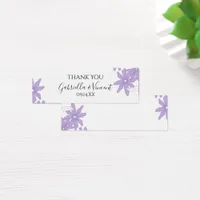 Purple Daisies on White Wedding Favor Tag
