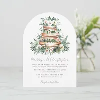 Floral Eucalyptus Cake Wedding Invitation