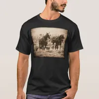 Working Amish Horses Sepia T-Shirt