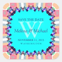 Modern Fun Monogram Save the Date Sticker