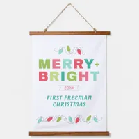 First Christmas Merry + Bright Wall Banner Hanging Tapestry
