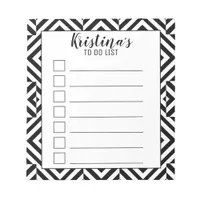 Black and White Stylish Personalized To Do List Notepad