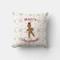 Dancing Cartoon Gingerbread Man Throw Pillow