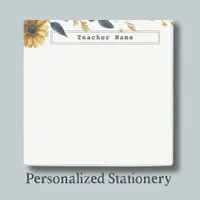 Navy Blue and Gold Watercolor Flowers Customizable Post-it Notes