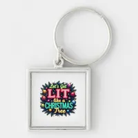 Let's Get Lit -  Funny Christmas Pun Graphic Holid Keychain