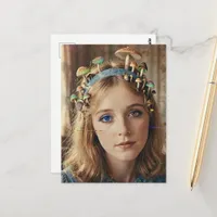 Alice Glitch Mushrooms on Head Postcard