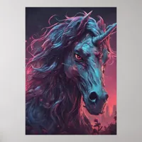 Black Zombie Unicorn  Poster