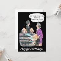 Funny Finding the Right Bra Shopping Old Lady Flat Card