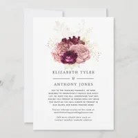 Burgundy, Blush Pink and Gold Reduced Guest List Announcement