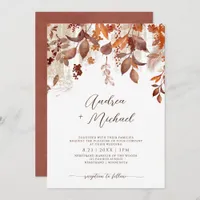 Fall Wedding Rust Autumn Leaves Foliage Invitation