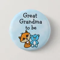 Grandma be Little Fox and Teddy Bear Baby Shower Button