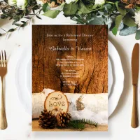 Rustic Birch Tree Barn Wood Rehearsal Dinner Invitation