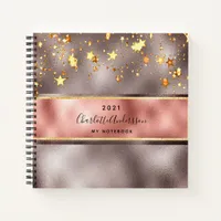 Rose gold stars business monogram 2025 notebook