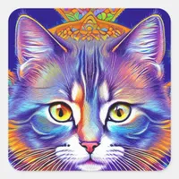 Mystical Royal Cat Square Sticker