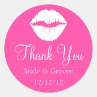 Pink Raspberry Sherbet and White Lips Thank You Classic Round Sticker