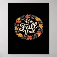 It’s Fall Y’all Halloween Bats Pumpkin Fall Hallow Poster