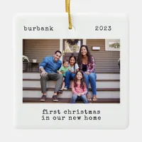 Minimal First Christmas In Our New Home 2 Photo Ceramic Ornament