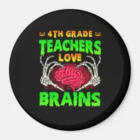 4th Grade Teacher Skeleton Heart Hands Halloween L Magnet