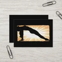 Tan and Black Mediation Yoga Business Cards