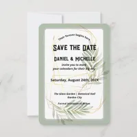 Modern Arched Black Gold Wedding Botanical Theme Save The Date