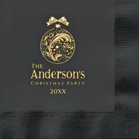 Elegant Gold Ornament Personalized Christmas Party Foil Napkins