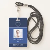 Simple Employee Photo ID Name Logo Blue  Badge