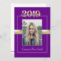 Class of 2019 Purple & Gold Graduation Party Invitation